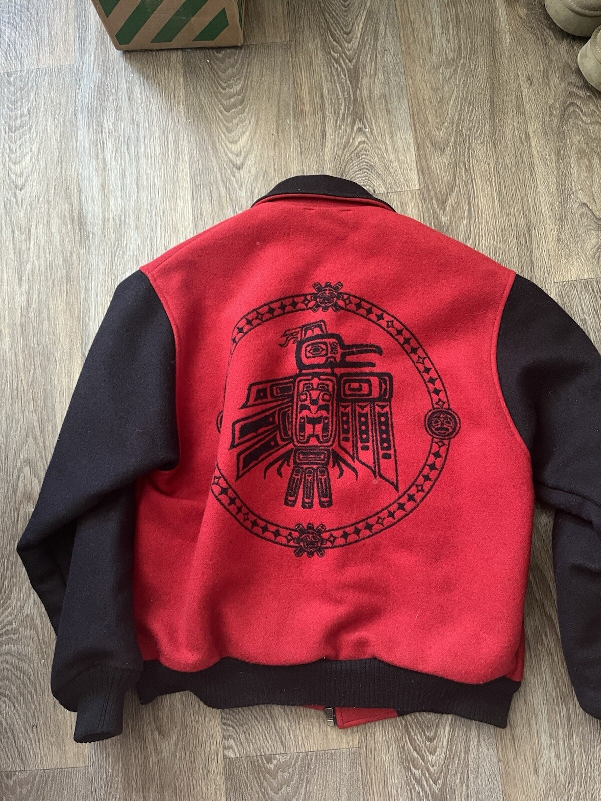 Pendleton Wool Jacket Bomber Red Black Made In US… - image 2