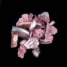 Tumbled mother-of-pearl pink abalone seashell pieces 10-40mm 50g