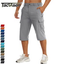 Men's Cargo Shorts 3/4 Length Zip Pockets Pants Casual Work Quick Drying Shorts