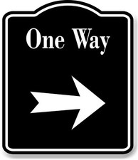 One Way Right Arrow BLACK Aluminum Composite Sign
