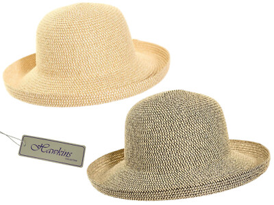 Womens Straw Short Brim Hat Turn Up Brim Summer Sun Beach
