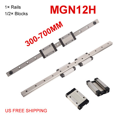 1pcs 300-700mm MGN12 Linear Rail Guide Shaft Rod + MGN12H Bearing Slide ...