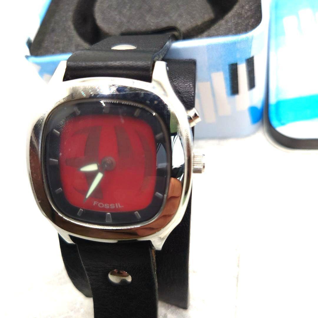 Fossil レザー バンド 時計 JR8292 Fossil Big Tic Jr-8292 Red
