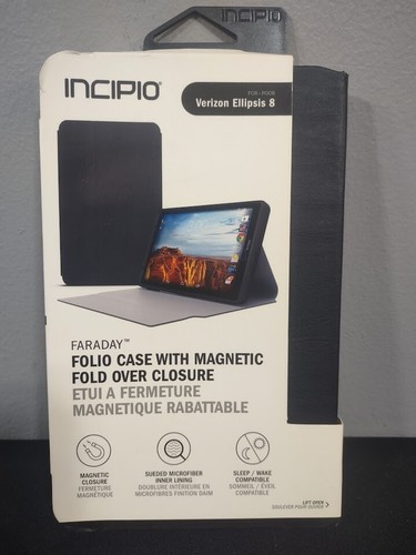 Incipio Faraday Verizon Ellipsis 8 Black Tablet Folio Case Cover Magnetic Fold - Picture 2 of 14