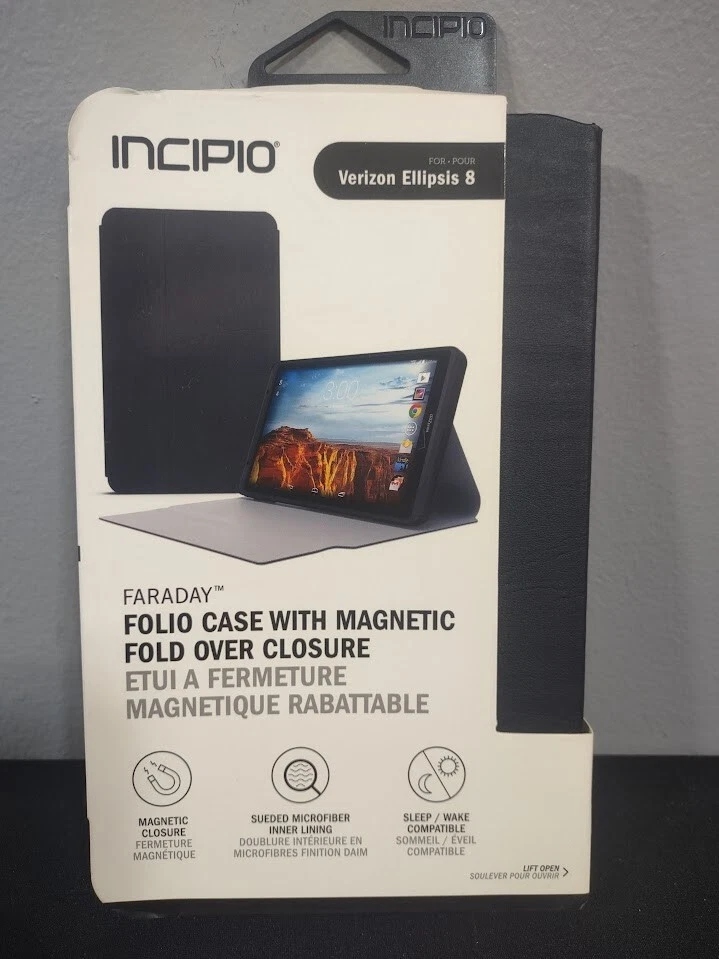 Incipio Faraday Verizon Ellipsis 8 Black Tablet Folio Case Cover Magnetic Fold - Image 2 of 4
