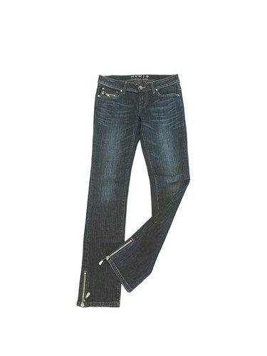 NVM/9 CHRISTIAN AUDIGIER Women’s Rhinestone & Zippers Dark Blue Stretch Jeans 28