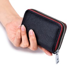 Men  Women Leather Zipper Wallet Small Credit Card Holder Coin Purse Wallets US
