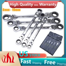 6X Double Box End Metric Ratcheting Wrench Flex-Head Heavy Duty Spanner REF97428
