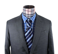 SID MASHBURN Mens Blue Gray Check Two Button ...