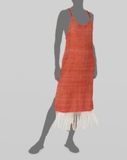 $298 Vestido para mujer Jaline rojo "Ana Maria" tejido a mano sin espalda línea A talla pequeña