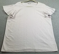 COUNTERPARTS Top Women’s Extra Large XL White Eyelet Short Sleeves See Through