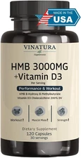 HMB 3000Mg and Vitamin D3 Supplement Capsules per Serving *USA Made & Tested* Pr