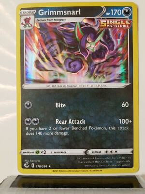 HOLO Grimmsnarl 178/264 NM / M RARE Fusion Strike Pokemon Card