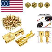 Female Spade Quick Splice Crimp Terminals 6.3mm Crimp Connector Non Insulated...