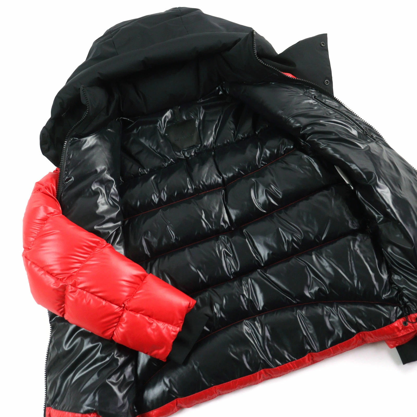 MONCLER Men's Hooded Down Jacket Zubair Giubbotto Double Zip Bicolor Red Black 2 thumbnail 3