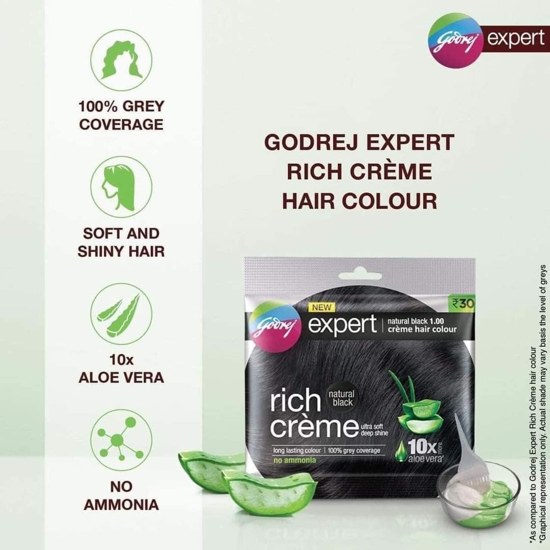 Godrej Expert Rich Cr&egrave;me Hair Colour Shade Natural Black - Free US shipping, 4x