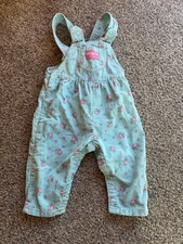 Vtg Osh Kosh B'Gosh Baby Girl Floral Printed Corduroy Overall Size 18 months