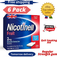 Image of 6 x Nicotinell Stop Smoking Gum 2mg Fruit 204 Pieces