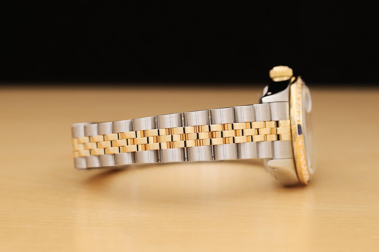 ROLEX LADIES DATEJUST 69173 ICE BLUE DIAMOND SAPPHIRE 18K GOLD STEEL WATCH image 8