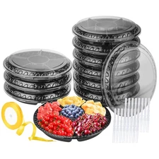 Plastic Appetizer Tray with Lid - Heavy Duty,Recyclable 12 in. Veggie Fruit S...