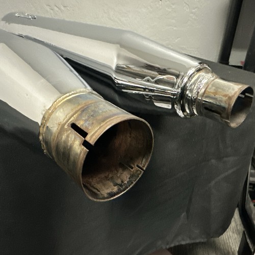 Harley Screamin Eagle Chrome Slip Mufflers w Chrome Tips 64900438 64900444 *NICE - Picture 15 of 23