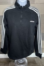 Womens Adidas Signature Partial 1/4 Zip Black Pullover Track Jacket Size Medium