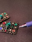 Vintage Green Blue Pink Red Colorful Stones a Pair of Dress Clips — photo 6