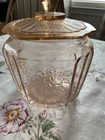Vintage 1930's Anchor Hocking Pink Depression Glass Mayfair Cookie Jar