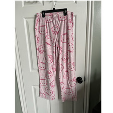 Sanrio Hello Kitty Women’s Fleece Pajama Pants Pink/White Graphic Print M