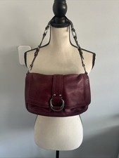 Vtg Coach Chelsea Burgundy Pebbled Leather Shoulder Bag F10893 Y2K Ring Buckle