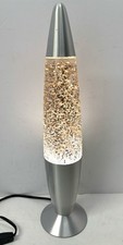 Vintage Gold Crystal Glitter Confetti Retro Lava Lamp 19" Silver Base