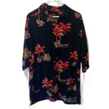 Men's Hawaiian Shirt with Red Palm Tree  s Large