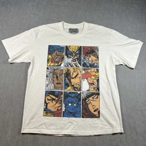 Togevaller Vintage Style Marvel X-Men Comic Panel Graphic T-Shirt White Size 5XL