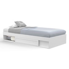 Cadre de lit simple SALEM avec rangement et sommier 90 x 190 CM blanc