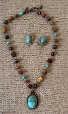 Turquoise Necklace and Earring Jewelry Set