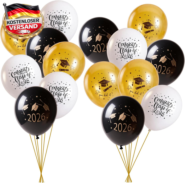 Sunbeauty Graduation Luftballons 2026 Abschlussfeier Deko 2026 Schwarz Gold Late-image