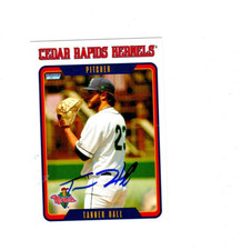 Tanner Hall 2025 Cedar Rapids Kernels signed autograph baseball card b