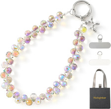 Crystal Phone Wrist Strap Phone Charm Chain Keychain Beaded Cellphone Lanyard wi