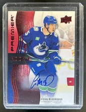 2023-24 Upper Deck Premier Aidan McDonough Auto Rookie RC #116 Canucks