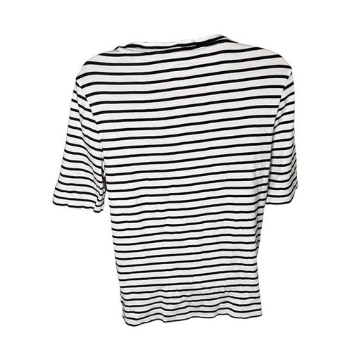 Chico’s Striped Supima Cotton V-Neck Tee Black White 1 - Picture 7 of 7