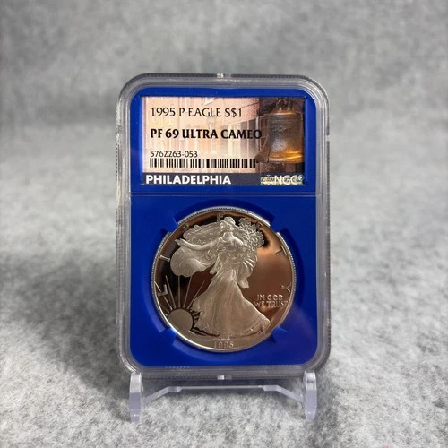 1995-P Proof American Silver Eagle NGC PF69 Ultra Cameo Blue Core Holder Label