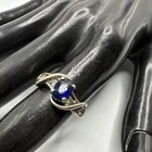 VTG SUN 925 Sterling Silver Sapphire & CZ Ring. Grams 4.4. Size 6.25