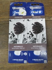 2 PACKS! Oral-B Charcoal Electric Toothbrush Replacement 2 Brush Heads Each
