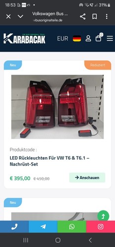 VW Bus T6 nach T6.1 Stil 2015-2019 led Rückleuchte Neue Unbenutzt | eBay.de