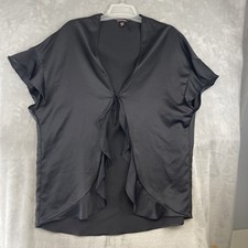 Victoria's Secret Kimono Robe Women's One Size Black Flutter Tie Closure S/S