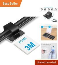 Large 45 PCS Adhesive Cable Clips - Black Wire Holders for Easy Organization
