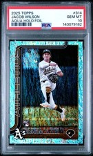 2025 TOPPS JACOB WILSON AQUA HOLO FOIL PSA 10 Athletics