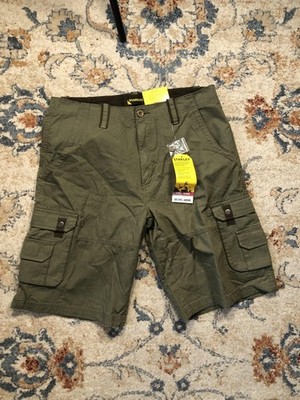 Stanley Cargo Shorts Mens 34 Green Cotton Rip Stop Utility Work Pockets