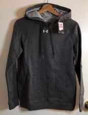 Under Armour Hustle Fleece Hoodie Coldgear Women's XS Extra Small Gray 1300261