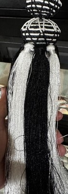 MacKenzie Childs 16” TASSEL / Tie Backs Black & White Courtly | eBay